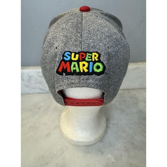 Nintendo Super Mario Red/ Gray Snapback Adjustable Hat Cap Acrylic Wool - Picture 2 of 6